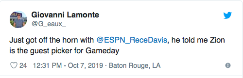 zion gameday